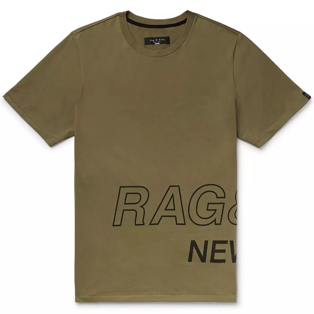 Rag & Bone New York Wrap Around Tee olive green graphic t-shirt SZ XL